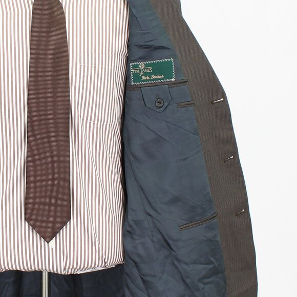 Tom James 44L 36x32 Green Houndstooth 3-Button Suit R489 - Picture 12 of 15